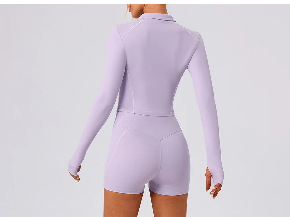Women's Fitness Yoga Shirts Sports Jackets Gym Yoga Long Sleeve Running Coats Female Workout Clothes For Cycling Activewear
