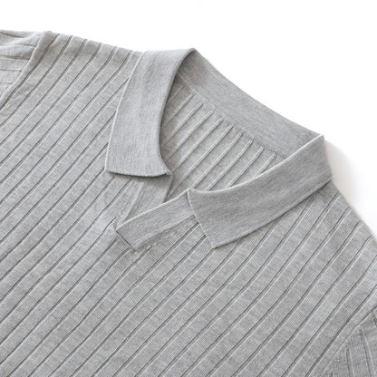 Summer New Men's 100% Lyocell Scissor Collar Solid Color T-Shirt Knit Pullover Bussiness Casual Short-sleeved POLO Collar Tees