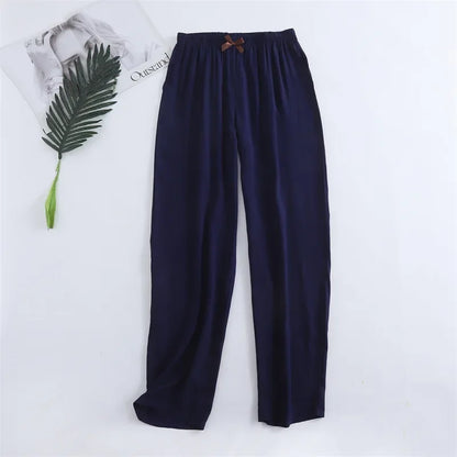 Spring and summer new women's trousers 100% viscose leg + straight casual breathable comfortable plus size home sleep pants cute