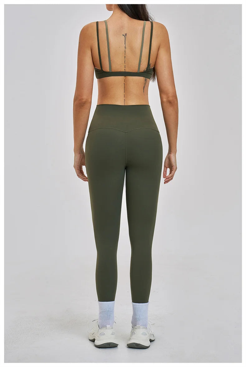 TRY TO BN Women's Color Block Yoga Sets Fake Two-Piece Sports Bra High Waisted Leggings Breathable Fitness Workout Gym Tracksuit