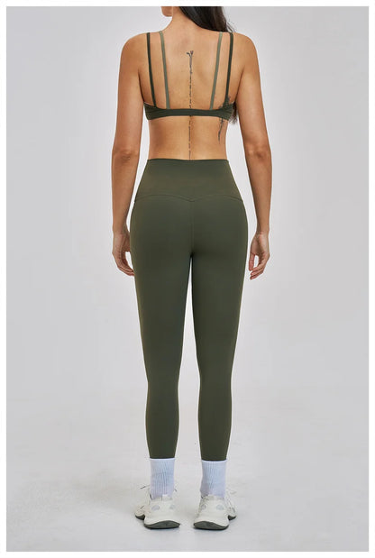 TRY TO BN Women's Color Block Yoga Sets Fake Two-Piece Sports Bra High Waisted Leggings Breathable Fitness Workout Gym Tracksuit