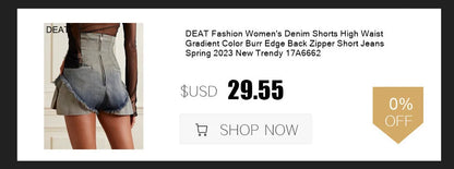 DEAT Fashion Folds Design Sense Jeans Women's High Waist Loose Wide Leg Blue Denim Pants Summer New Tide 7AB9503