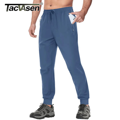 TACVASEN Summer Quick Dry Hiking Pants Mens Casual Zipper Pockets Sports Training Pants Outdoor Jogger Running Gym Work Trousers