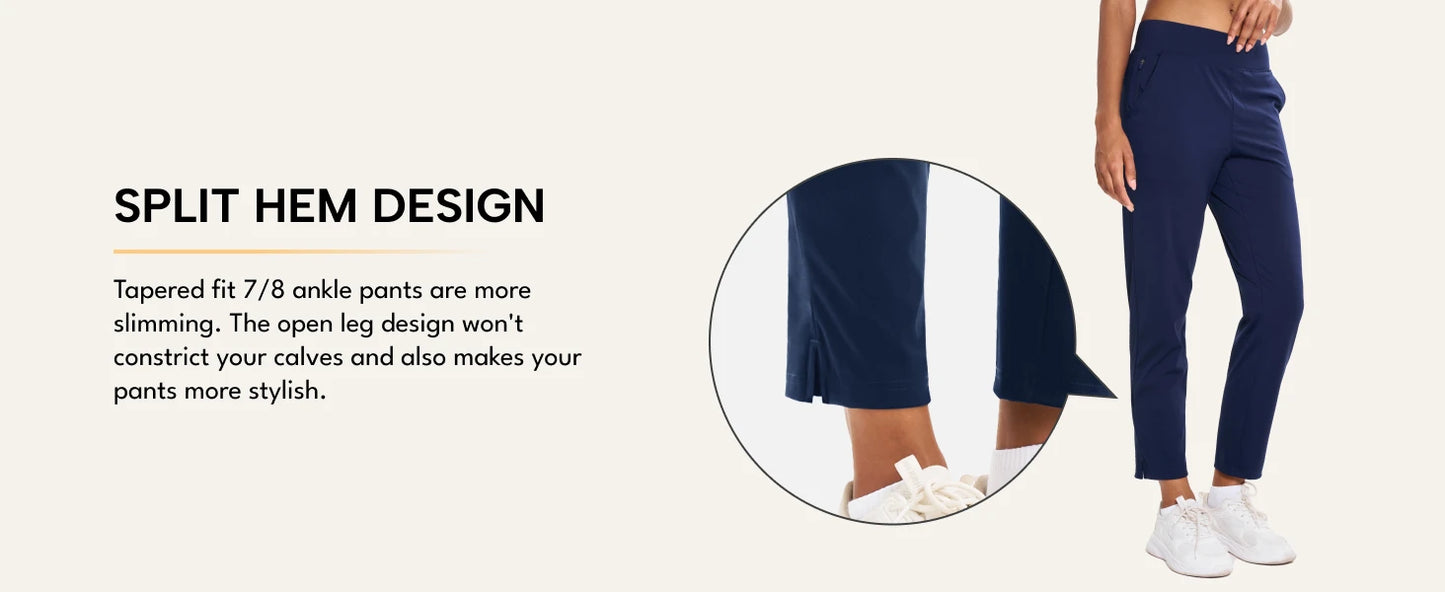 TACVASEN UPF 50+ Golf Pants Women's Lightweight Quick Dry Stretch Pants High Waisted Work Athletic Casual Pants 5 Pockets