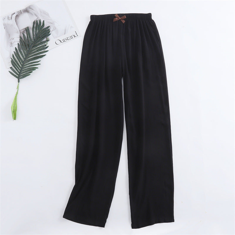Spring and summer new women's trousers 100% viscose leg + straight casual breathable comfortable plus size home sleep pants cute