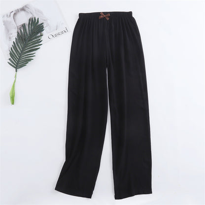 Spring and summer new women's trousers 100% viscose leg + straight casual breathable comfortable plus size home sleep pants cute
