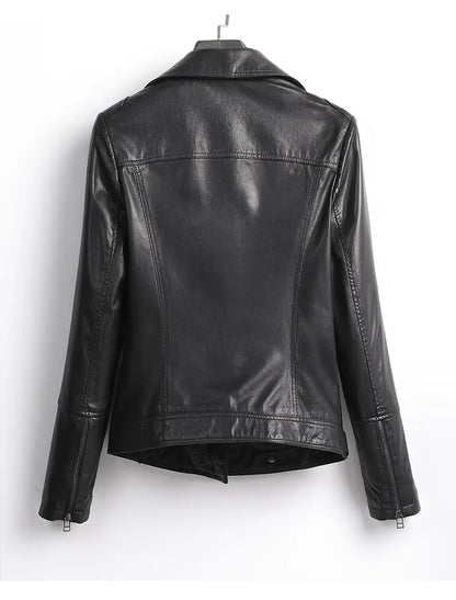 Women's Jacket Spring 2022 100% Sheepskin Jacket Woman Genuine Leather Women's Coat Black Motorcycle Jackets Chaquetas Xhl368
