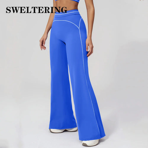 High Waist Yoga Wide Leg Pants Women Gym Fitness Bell-bottoms Pants Push Up Sports Trousers Female Casual Workout Flared Pants