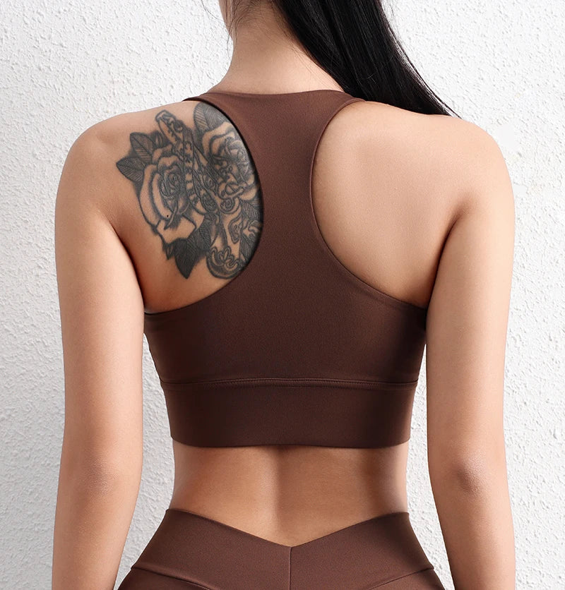 SOISOU Halter Neck Yoga Crop Top Bra Gym Sport Sexiest Bra Chest Pad Removable Elastic Tight Breathable Top Women 6 Colors