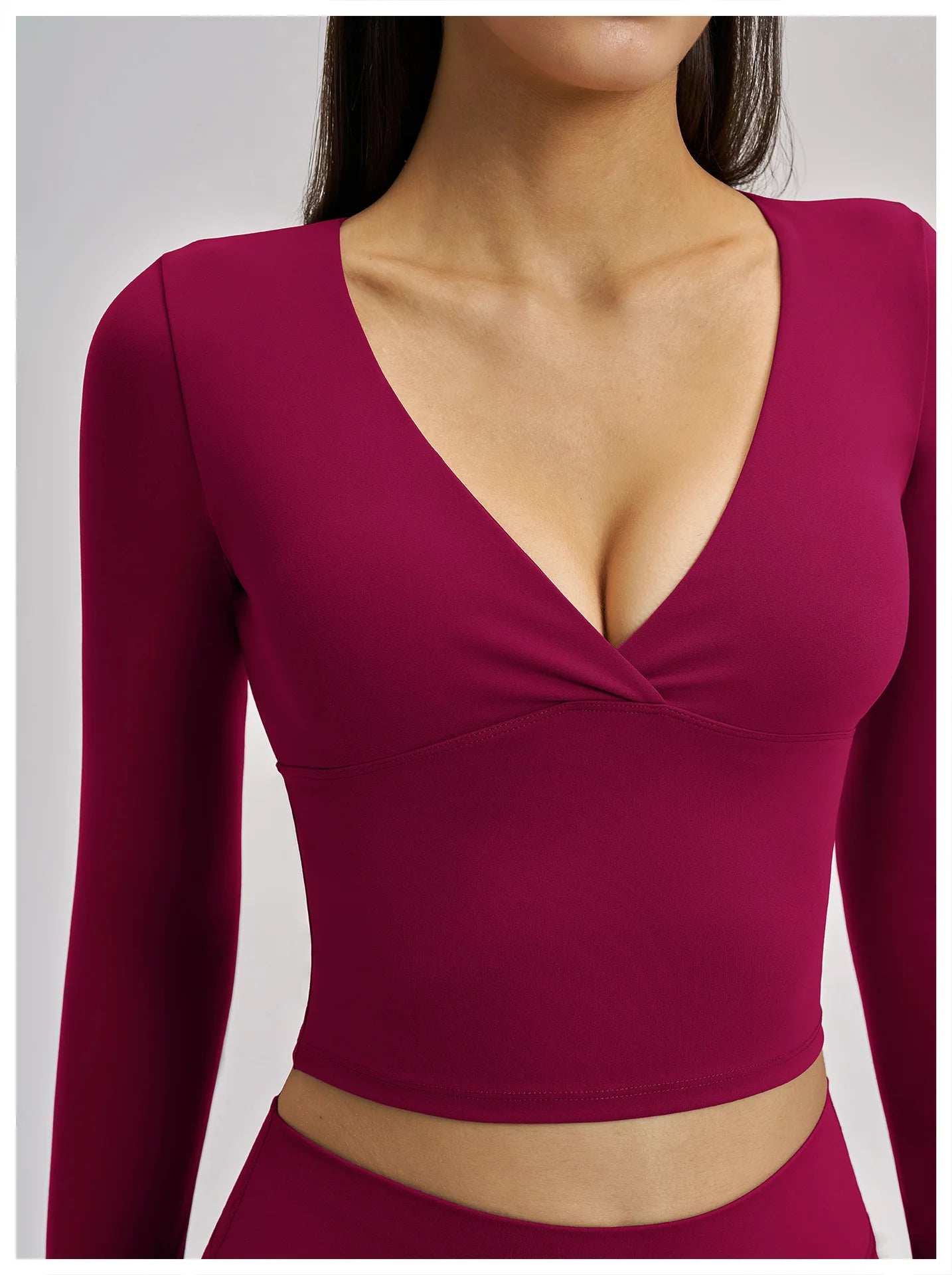 Deep-V Yoga Long Sleeve Solid Sports T-shirts Women's Gym Workout Shirts Sexy Quick Dry Fitness Long Sleeve Female Yoga Shirts