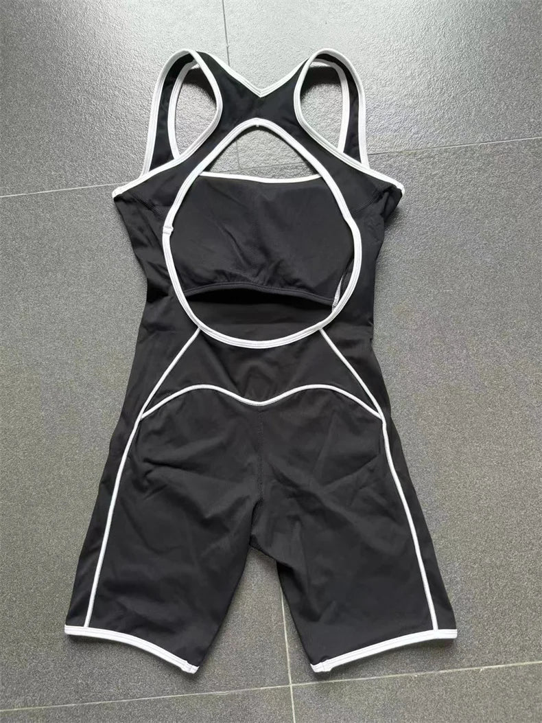 TRY TO BN Yoga Jumpsuit Sports Hollow Back Breathable Contrasting Color Bodysuit Fitness One Piece Set Running Gym Woman Clothes