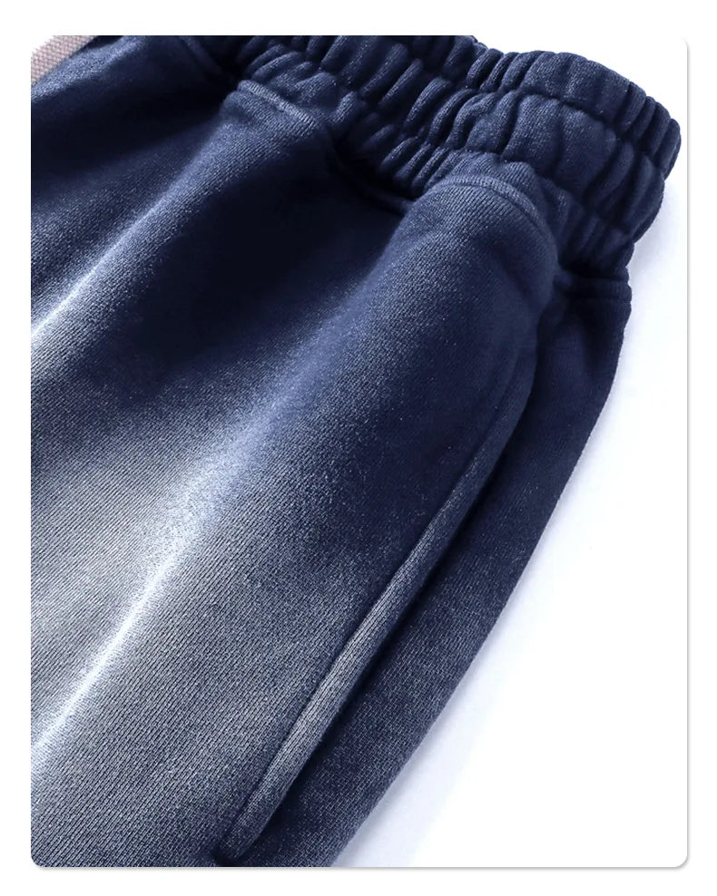 Customized LOGO Men's 2025 New 430G Heavy 100% Cotton Spray Dyeing Old Shorts Street Tide Washing Retro Loose Pants