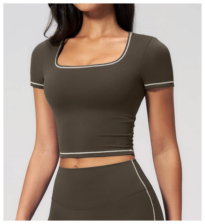 Yoga Shirts Women Sports T-Shirts Fitness Yoga Short Sleeve Gym Workout Top Running Active Shirts Female Push Up Sports T-shirts