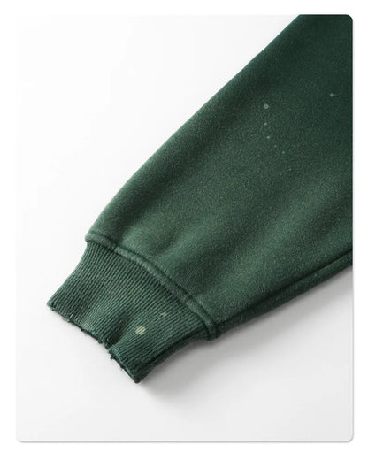 Custom LOGO autumn winter men's women's new white spray dyeing washing water 360G velvet cotton polyester sweatshirt sweatpants