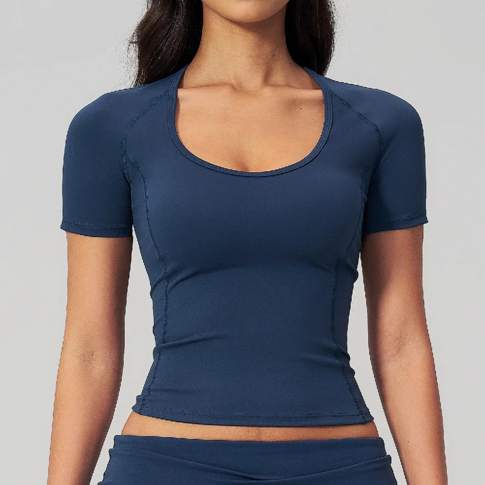 Sexy Women Yoga Shirts Fitness Sports T-Shirts Gym Workout Short Sleeve Top Running Active Wear Femme Sports Top Workout Shirts