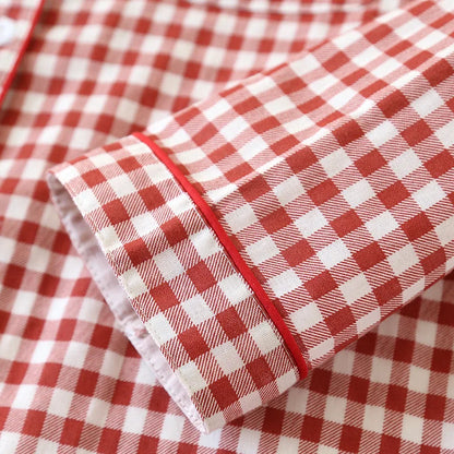2026 Spring/Summer Couple Pajama Set 100% Cotton Double Layer Gauze Men's and Women's Japanese Plaid Set Long sleeved Home Fury