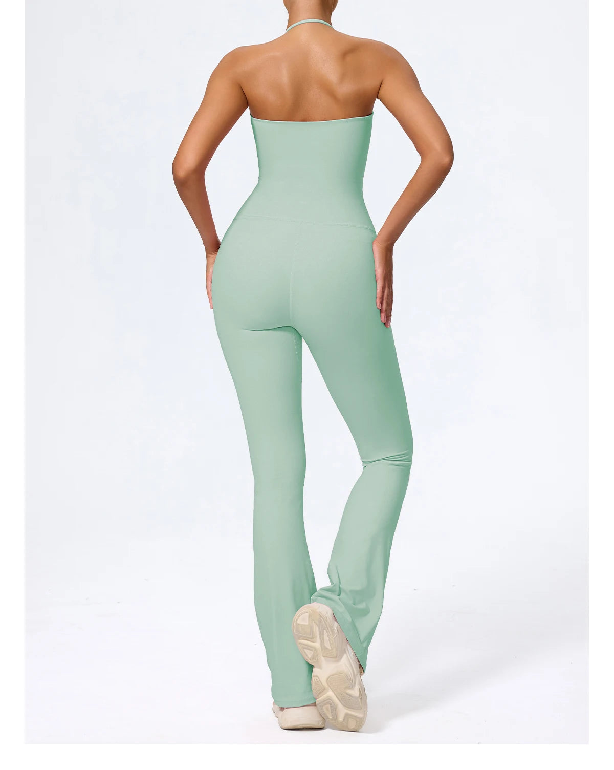 New Summer Women Sleeveless Hang Neck Jumpsuit Backless Flared Activewear Female Yoga Clothes Sport Outfit For Woman Overalls