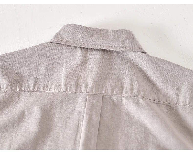 Summer Linen Cotton Men's POLO Collar Shirt Casual Business Short Sleeved Cardigan Fashion Loose Breathable Comfortable T-shirt