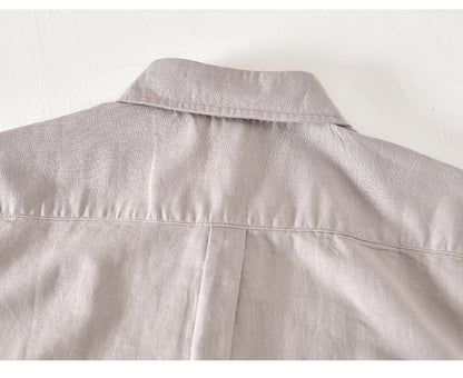 Summer Linen Cotton Men's POLO Collar Shirt Casual Business Short Sleeved Cardigan Fashion Loose Breathable Comfortable T-shirt