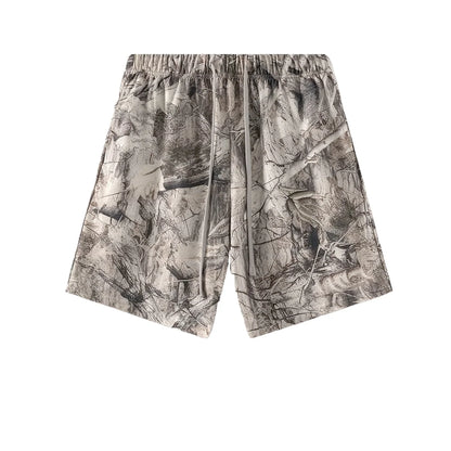 Custom LOGO women's 315G cotton polyester summer short front shoulder camouflage short-sleeved T-shirt vest casual sports suit