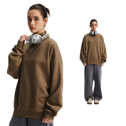 Custom LOGO Men's 305G Spring  Autumn New Cotton Polyester Turtleneck Casual Warm  High Elastic Couple Long Sleeve T-Shirt
