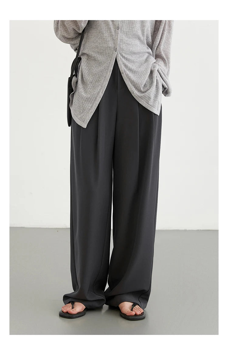 CHIC VEN Women Pants New Casual High Waisted Female Pleated Trousers Drooping Wide Leg Long Pant Office Lady Spring Summer 2025