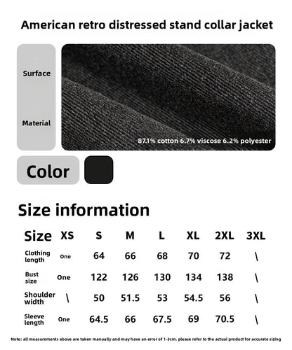 Custom LOGO men's 330G cotton stand-up collar jacket old coat autumn and winter new 2026 American retro boxy short and wide top