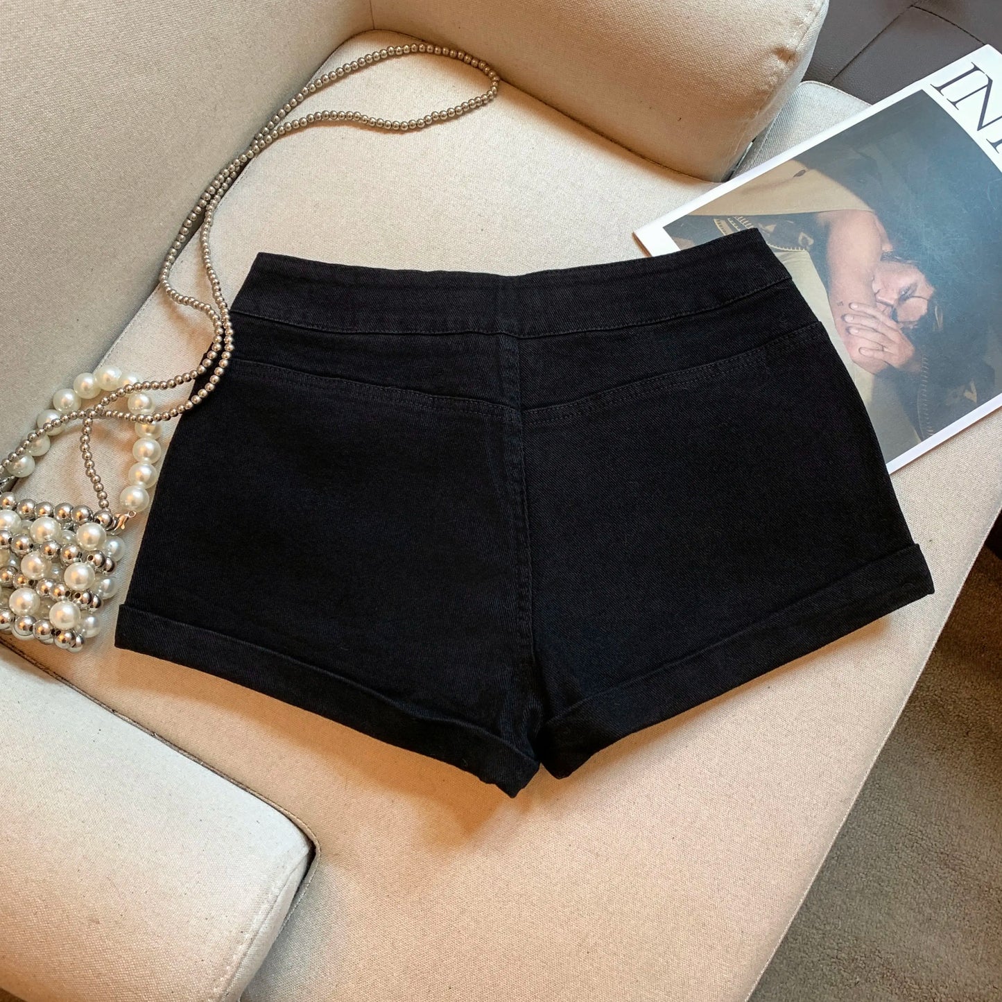 DEAT Fashion Casual Cargo Shorts Women's Khaki Lace Pocket Trim High Waist Daily Streetwear Hot Pants Summer New 7A3928