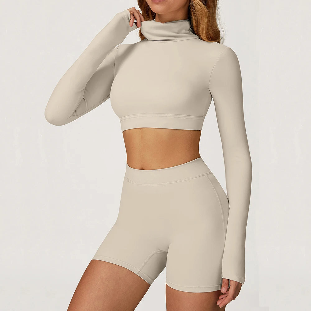 Female Gym Workout Shirts Yoga T-Shirt Fitness Long Sleeve Breathable High Elastic Crop Top Running Push Up Sports T-Shirt