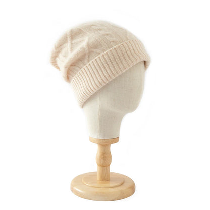DjzDsm 100%Pure Wool Women's Hat For Winter Warm Soft Luxury Cashmere Twists Slouchy Street y2k Women's Hat