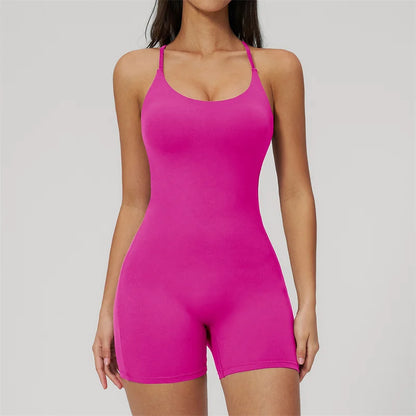 TRY TO BN Yoga Jumpsuit Shorts Cross Beautiful Back Sportswear Fitness Bodysuit One Piece Set Workout Running Gym Women Clothing