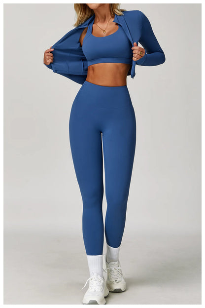 3PCS Yoga Set Gym Clothes 2 PCS Sportswear Women Yoga Suits Fitness Set women's Tracksuits Sports Jacket Long Sleeve Gym Legging