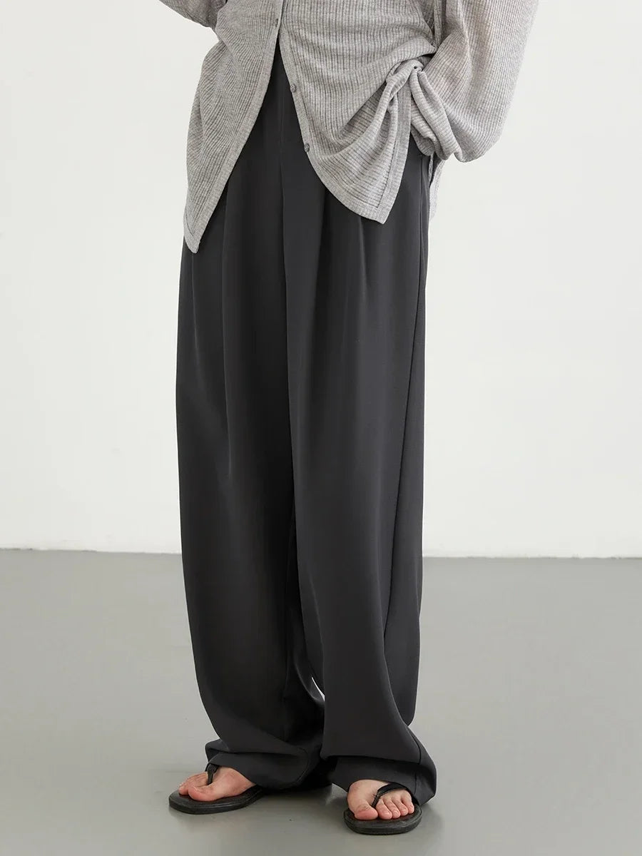 CHIC VEN Women Pants New Casual High Waisted Female Pleated Trousers Drooping Wide Leg Long Pant Office Lady Spring Summer 2025
