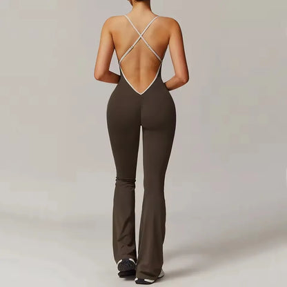 One-Piece Back V-Neck Sexy Suit Gym Set Women Training Suit Sportswear Women Sports Suit Fitness Rompers Stretch Training Suits