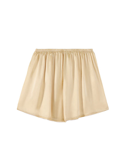 SuyaDream, Woman 100%Real Silk Shorts, 19mm, Elastic Waist, Comfortable Healthy Home Shorts, 2024 Spring Summer Pants, White