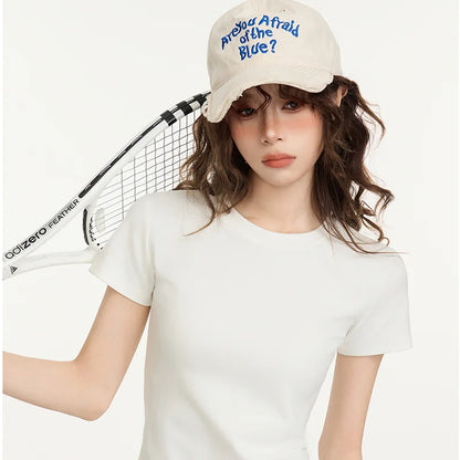 Custom LOGO DIY Women's Short Sleeve Solid Slim Fit Crew Neck Tee Basic Skinny Ribbed Tight Athletic Casual Workout Yoga Tshirt