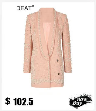 DEAT Fashion Women's Jackets Big Lapel Long Sleves Waist Retraction Zipper 3D Pockets Decoration Coats Spring 2025 New 7AB1819