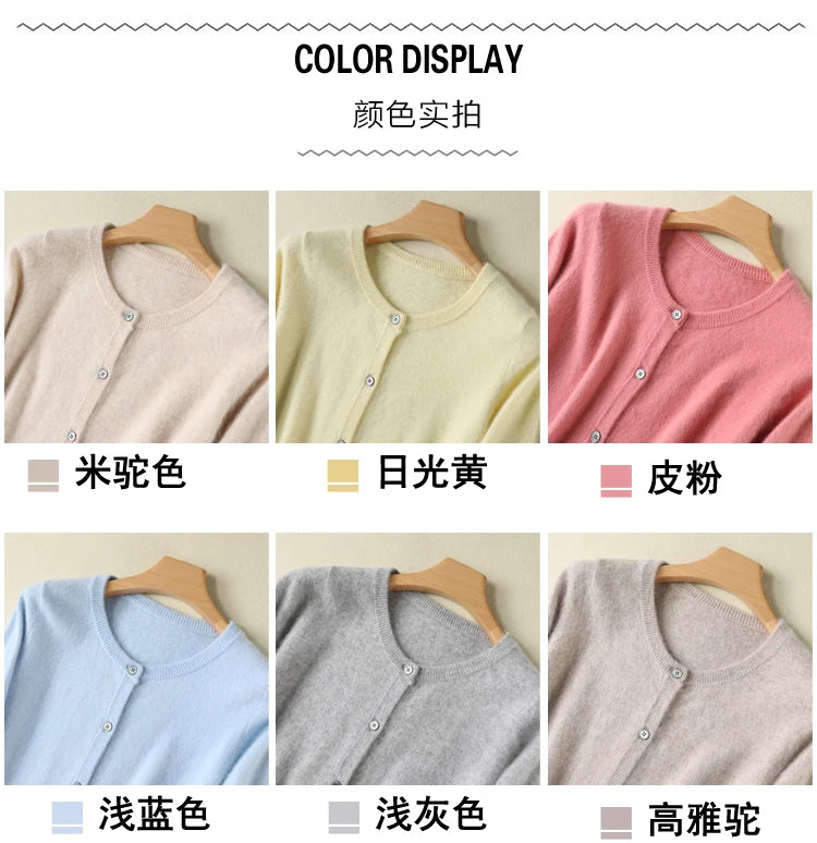 Women Cardigan Large Size Warm Pure Mink Cashmere Sweaters O-neck Loose Coat Female Sweater Ladies' Jacket Solid Knit Cardigans