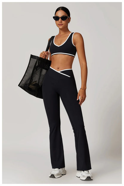Yoga Set Women Sportswear 2PCS Gym Set High Waist Leggings Sports Bra Fitness Vest Athletic Wear Women's Suit Workout Clothes