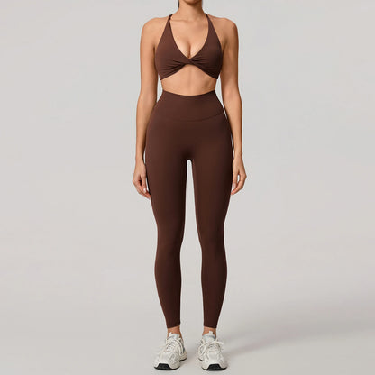 New Summer 2Pcs Women's Quick-Dry Sports Set V-Shaped Bra Female Sleeveless Yoga Outfit Gym Two-Piece Woman Sport Clothes