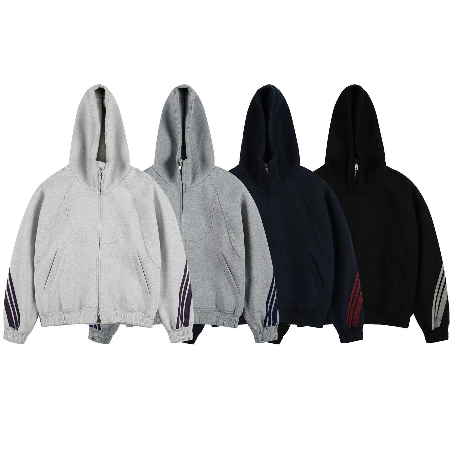Akkad Kuti 2026 New Heavyweight Retro Japanese Sle Striped Patchwork Hoodie Ex Loose Fit Casual Sweater Thi Cotton Fabric