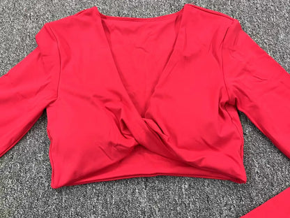 Sexy Creased Long Sleeve Crop Top Women Yoga Clothing Quick Dry Gym Long Sleeved Shirt Women Clothes Running Workout Sportswear