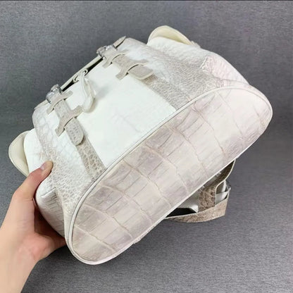 Genuine crocodile leather men's handbag real crocodile leather women's large size Himalayan white business travel computer bag