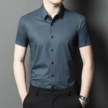 YOLANFAIRY Mulberry Silk 7.8% Summer Shirts for Men Short Sleeve Shirt Men Mens Clothing Camisas De Hombre Verano 2024 Tops