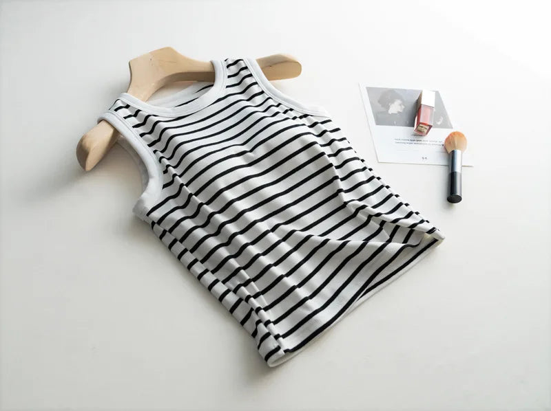 2026 Summer New Women's Tank Top Pajamas All Cotton with Chest Pads Tank Top with Stripe Sports Bottom Short Home Fur Ladies