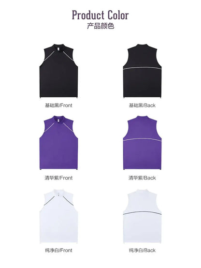 #461-XIYU Custom LOGO Half Zipper Gym Vest High Quality Shirt Sleeveless T-shirts Men Tank Tops Running Fitness Sports Vest Men
