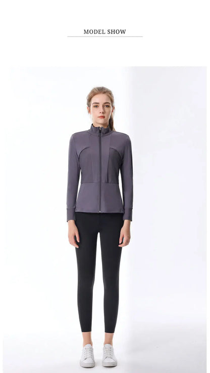 New Autumn SeasonsYoga Wear Women's Running Sportswear Tops Zip Up Sweatshirt Workout Fitness Clothes Cardigan Slim Tight Jacket