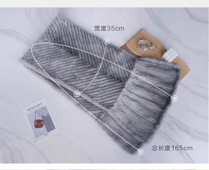 New mink woven women's scarf autumn and winter twill shawl warm herringbone scarfs fur Knitting high quality fishtail Scarves