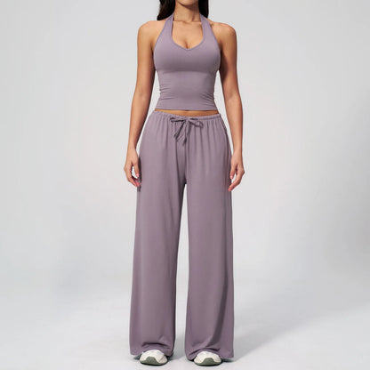 2/3PCS Fitness Suit Women Deep V Yoga Bra Flared pants Sports Suit Gym Tracksuits Female High Waist Bell Bottom Athletic Wear