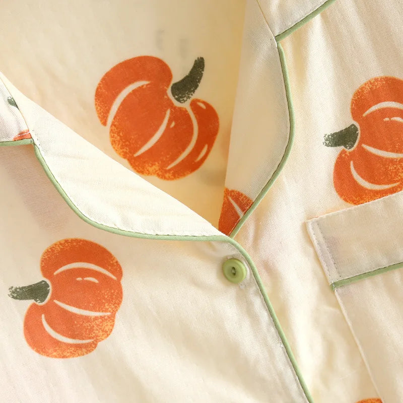 Spring/Summer 2026 New Women's 100% Cotton Gauze Thin Long Sleeve Pants Two Piece Cardigan Homewear Set Sleepwear Pijama